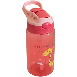 Пляшка для води дитяча Baby LB400, 500 мл, з трубочкою, пластикова, червона