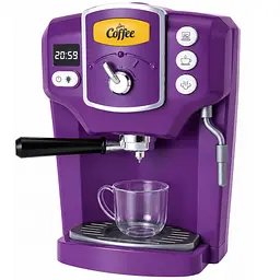 Іграшкова кавомашина рожкова для дітей Toy Coffee Maker фіолетова, дитячий кавовий апарат на батарейках з чашкою - мініатюра 3