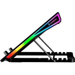 Підставка для ноутбука до 17.3" GamePro CP1140, Black, 15 x 60 мм (2300 об/хв), LCD екран, RGB підсвічування (10 режимів), 5 рівнів висоти, 2xUSB, знімний тримач для смартфона, металева сітка, 400 x 288 x 36 мм, 1.38 кг - мініатюра 4