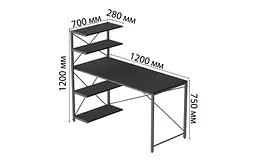 Комп'ютерний стіл Ferrum-decor Джек 75x120x70 Сірий ДСП Сосна Кембра (FRD-105420) - мініатюра 3