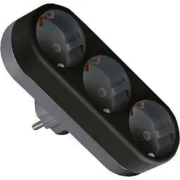 Мережевий трійник Euroelectric із заземленням X3 16 A чорний (EE-3-16A(black)) - мініатюра 2
