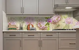 Вініловий кухонний фартух Вантажні Орхідеї наклейка для кухні Квіти Бежевий 60х200 см Happy Pocket Z181493 - мініатюра 4
