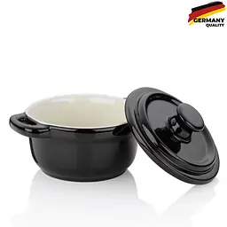 Форма для запікання KELA Malin керамічна з кришкою d14х9,5 см чорна (11928) - мініатюра 2