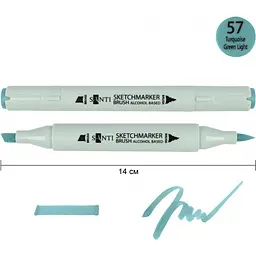 Набір спиртових маркерів Santi Brush SA-57 бірюзово-зелений 6 шт. (390974) - мініатюра 2