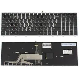 Клавіатура для ноутбука HP (ProBook: 650 G4) rus, black, silver frame, підсвічування клавіш, з джойстиком