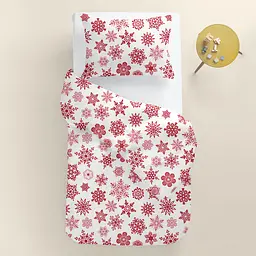 Дитяча постільна білизна фланель Cosas SNOWFLAKES CS9 110х140см (Flannel_SnowflakesRedWhite_El80-01Snow_140) - мініатюра 2
