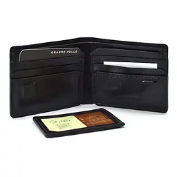 Чоловіче шкіряне портмоне чорне глянсове GRANDE PELLE 10х10х2 см acs0032089 - мініатюра 2