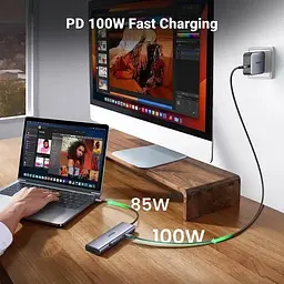 Док-станція USB3.1 Type-C --> HDMI 60Hz/VGA/USB 3.0х3/RJ45/SD/TF/PD 100W 9-in-1 CM498 Ugreen - мініатюра 4