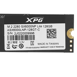 SSD-накопичувач ADATA XPG SX6000 Lite 128 GB (ASX6000LNP-128GT-C) - мініатюра 4
