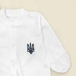 Сліп на кнопках з вишивкою Тризуб зріст 56 см (0 - 1 місяць) Malena Білий - мініатюра 2