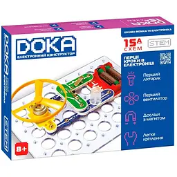 Конструктор DOKA електронний Перші кроки в електроніці (Набір А, 15 схем) (D70709)