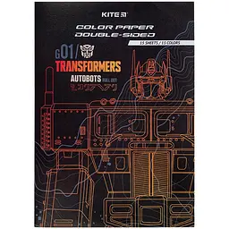 Папір кольор. А4 двостор. 15арк./ 15кольор. Transformers №TF24-250/Kite/