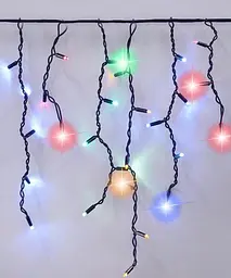 Гірлянда LED 120 3.3Line Short Curtain Bulbashky Бахрома M-2 Мультицветна 5M Вул.+сої Чорний (47674-7235_676) - мініатюра 2