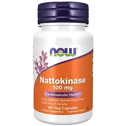 Натуральна добавка NOW Nattokinase 100 mg, 60 вегакапсул