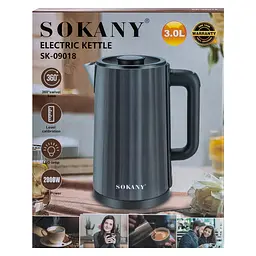 Електрочайник SOKANY SK-09018 дисковий 3 л, шоколад Sokany SK-09018G - мініатюра 7
