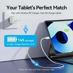 Дата кабель USB-C to Lightning 1.0m PD27W PVC blue Vention (LAKSF) - мініатюра 5