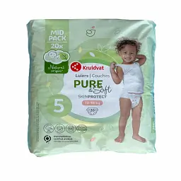 Дитячі підгузники Kruidvat Pure & Soft 5 (10-16 кг), 20 шт