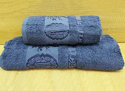 Набір турецьких бамбукових махрових рушників Zeron 50х90+70х140 Bamboo Agaс Desen синій 2