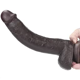 Фалоімітатор - Sliding-Skin Dual Layer Dong 9" Black #1 - мініатюра 4