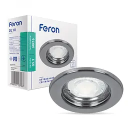 Вбудований світильник Feron DL10 під лампу хром (15113)