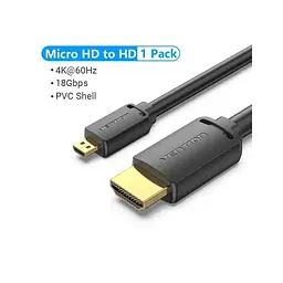 Кабель мультимедійний HDMI M to HDMI micro M 1.0m 4K60Hz black Vention (AGIBF) - мініатюра 9