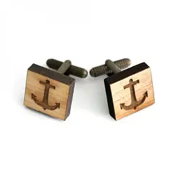 Дерев'яні запонки Якір Handmade acs0005930