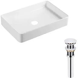 Умивальник Qtap Tern накладний прямокутний 600x405x110 мм White + донний клапан PU02, Білий