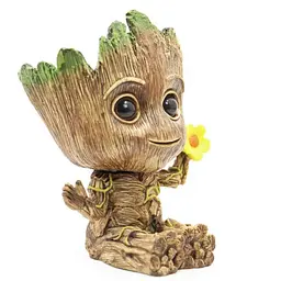Горщик для квітів та канцелярії Грут Groot G8 Малюк з квіткою + підставка пень - мініатюра 6