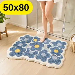 Стильний та практичний килимок для ванної кімнати 50×80 см зі кашеміру — м’який, антиковзкий, вологопоглинаючий KT9000072 - мініатюра 2