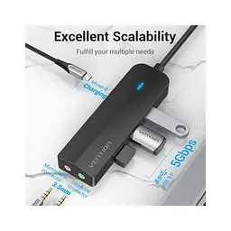 Концентратор Vention USB 3.1 Type-C to 3xUSB 3.0+MicroUSB+3.5mm Sound Adapter black (TGQBB) - мініатюра 3