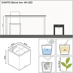 Вазон Lechuza Canto Stone Low LED 40 сірий камінь (13690) - мініатюра 5
