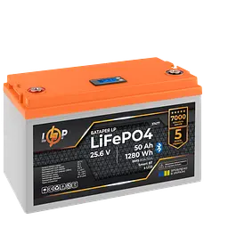 Акумулятор LP LiFePO4 25,6V - 50 Ah (1280Wh) (BMS 80A/50А) пластик LCD Smart BT - мініатюра 3