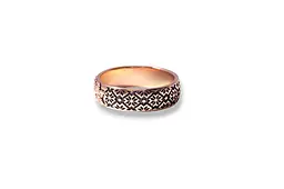 Обручне кільце з червоного золота з орнаментом вишиванки та каліною К-0512 17 - мініатюра 2