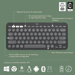 Комплект (Клавіатура та Миша) Logitech Pebble 2 Combo Tonal UA (920-012239) Graphite - мініатюра 11