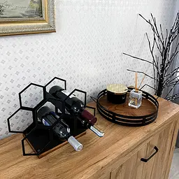 Підставка для вина Nice & Cozy Соти на 5 пляшок з дерев'яною основою - мініатюра 5