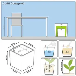 Вазон Lechuza Cube Cottage 40 білий (15380) - мініатюра 4