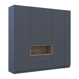 Шафа для одягу з нішею та етажеркою Doros Дейл Антрацит/Дуб Евок 4 ДСП 234х52х220 (44900339) - мініатюра 3