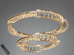 Ефектна кришталева підвісна LED-люстра в золотом для вітальні Diasha 552/600+400G, 126W, 6930 lm - мініатюра 2