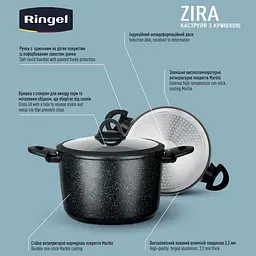 Каструля RINGEL Zira (6.3 л) 24 см з кришкою висока - мініатюра 7