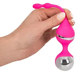Вагінальні кульки Smile Vibrating Love Balls Rechargeable, 18 см, рожевий - мініатюра 3