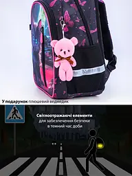 Ортопедичний рюкзак 3 в 1 з пеналом та мішком для дівчинки School Standard 375 гр 17 літрів Чорний з рожевим - мініатюра 9