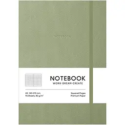 Зошит Genius А5 96 аркушів у клітинку м'яка палітурка Soft Green (A5-7151K)