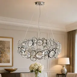 Підвісна люстра Artlight P810/600CH на 9 ламп E14 із прозорим скляним декором