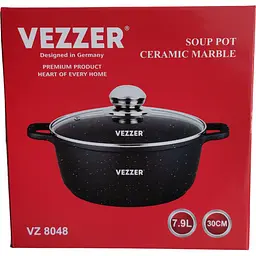 Каструля Vezzer з кришкою 30 см 7.9 л чорна (VZ8048) - мініатюра 7