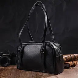Сумка Vintage Зі знімними ручками з натуральної шкіри Чорна (22078) - мініатюра 2