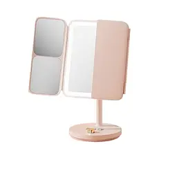 Дзеркало для макіяжу Xiaomi JordanLED table folding cosmetic mirror Рожевий