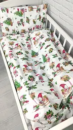 Якісна постільна білизна дитяча новорічна з бавовни 3+1 120х60 см ElLiz Молочний з принтом - мініатюра 3