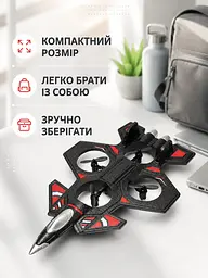 Літак на радіокеруванні винищувач дрон 28×18×5 см чорно-червоний (49676067) - мініатюра 5