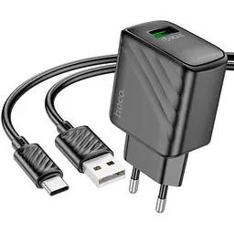 Зарядний пристрій HOCO CS21A Rich USB QC 3.0 + кабель USB-A — USB-C чорний (6942007609906) - мініатюра 9