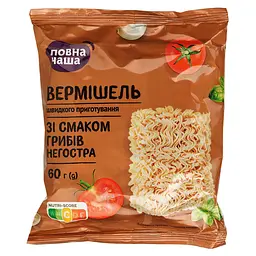 Вермішель Повна Чаша швидкого приготування зі смаком грибів 60 г (932924) - мініатюра 3